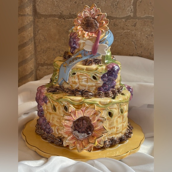 Blue Sky Other - Blue Sky Autumn Birthday Cake Candle House 2006 Collectible Ceramic Candle